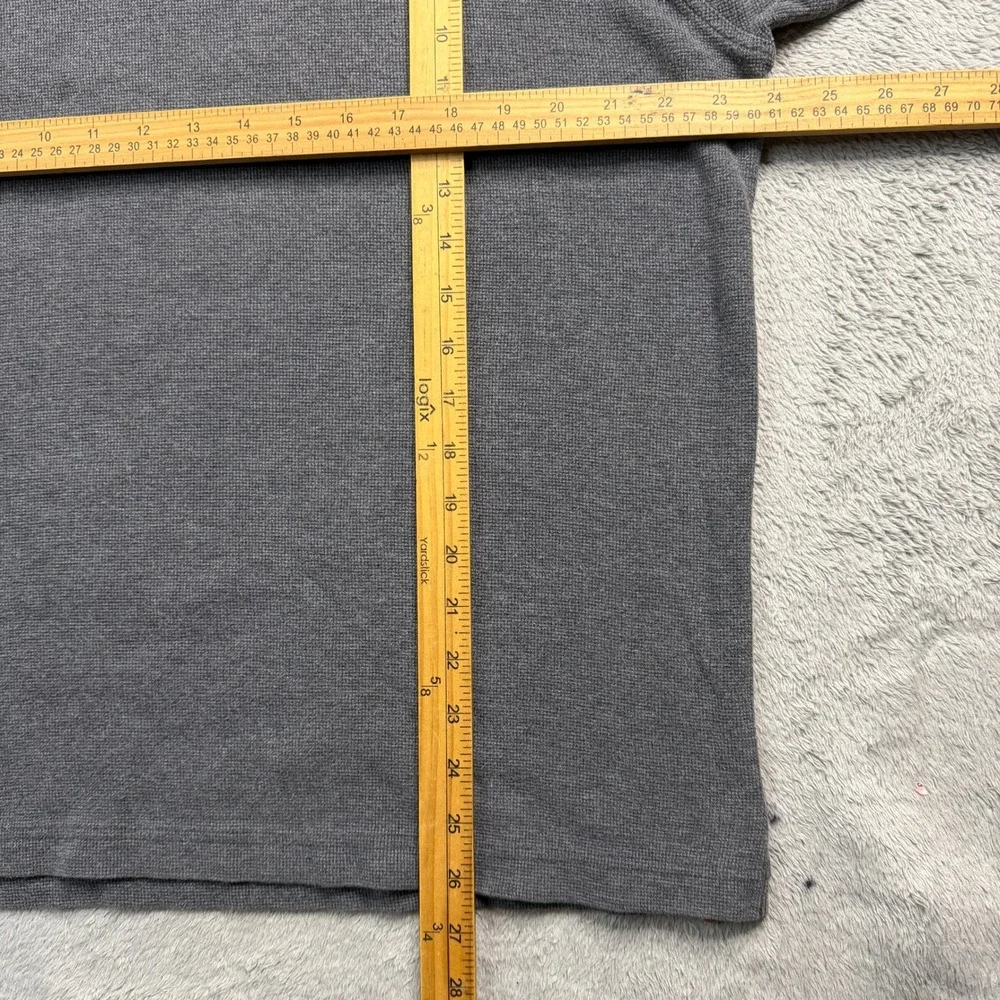 LL Bean Mens Waffle Knit Thermal Shirt Gray Long Sleeve Cotton Crewneck Large